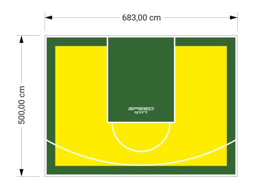 34M2/500X683CM ŻÓŁTO-ZIELONE BOISKO DO KOSZYKÓWKI SPEEDSPORT HEXA POWER PRO