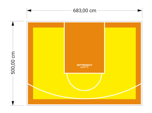 34M2/500X683CM ŻÓŁTO-POMARAŃCZOWE BOISKO DO KOSZYKÓWKI SPEEDSPORT HEXA POWER PRO