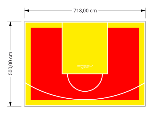 36M2/500X713CM CZERWONO-ŻÓŁTE BOISKO DO KOSZYKÓWKI SPEEDSPORT HEXA POWER PRO