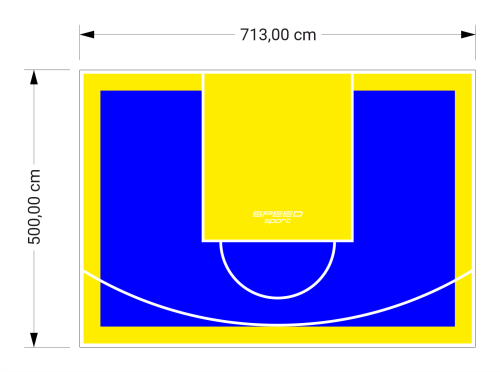 36M2/500X713CM NIEBIESKO-ŻÓŁTE BOISKO DO KOSZYKÓWKI SPEEDSPORT HEXA POWER PRO