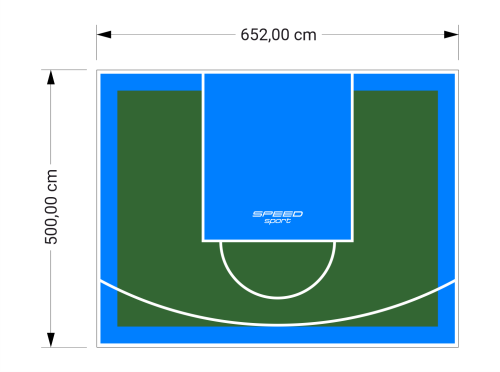 33M2/500X652CM ZIELONO-BŁĘKITNE BOISKO DO KOSZYKÓWKI SPEEDSPORT HEXA POWER PRO