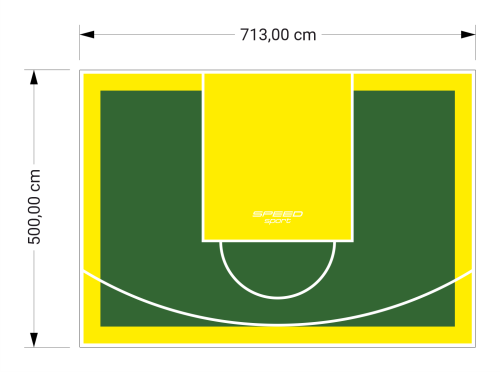 36M2/500X713CM ZIELONO-ŻÓŁTE BOISKO DO KOSZYKÓWKI SPEEDSPORT HEXA POWER PRO