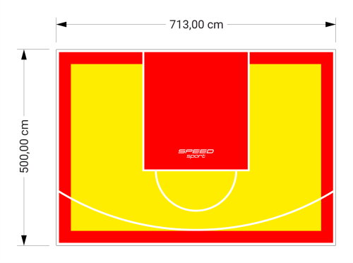 36M2/500X713CM ŻÓŁTO-CZERWONE BOISKO DO KOSZYKÓWKI SPEEDSPORT HEXA POWER PRO