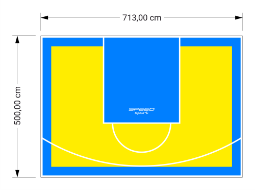 36M2/500X713CM ŻÓŁTO-BŁĘKITNE BOISKO DO KOSZYKÓWKI SPEEDSPORT HEXA POWER PRO