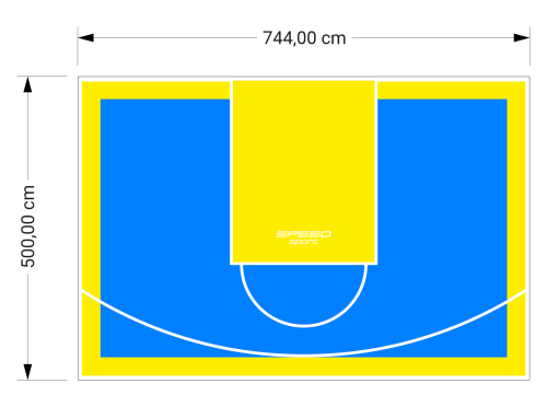 37M2/500X744CM BŁĘKITNO-ŻÓŁTE BOISKO DO KOSZYKÓWKI SPEEDSPORT HEXA POWER PRO