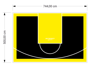 37M2/500X744CM CZARNO-ŻÓŁTE BOISKO DO KOSZYKÓWKI SPEEDSPORT HEXA POWER PRO