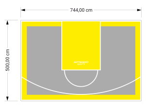 37M2/500X744CM SZARO-ŻÓŁTE BOISKO DO KOSZYKÓWKI SPEEDSPORT HEXA POWER PRO
