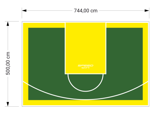 37M2/500X744CM ZIELONO-ŻÓŁTE BOISKO DO KOSZYKÓWKI SPEEDSPORT HEXA POWER PRO