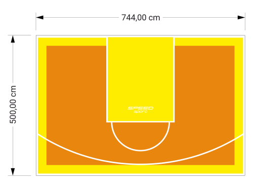 37M2/500X744CM POMARAŃCZOWO-ŻÓŁTE BOISKO DO KOSZYKÓWKI SPEEDSPORT HEXA POWER PRO