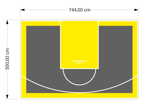 37M2/500X744CM GRAFITOWO-ŻÓŁTE BOISKO DO KOSZYKÓWKI SPEEDSPORT HEXA POWER PRO