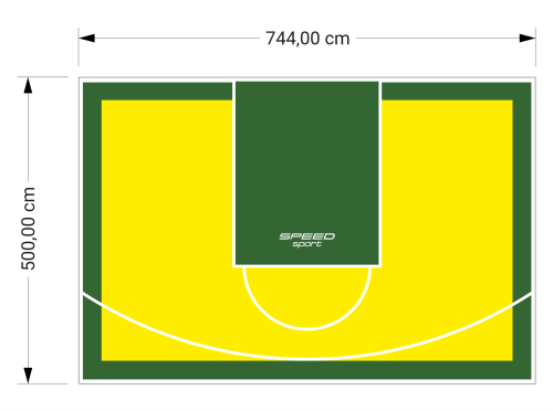 37M2/500X744CM ŻÓŁTO-ZIELONE BOISKO DO KOSZYKÓWKI SPEEDSPORT HEXA POWER PRO