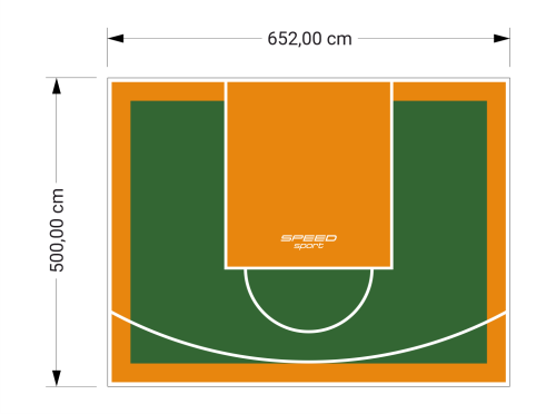 33M2/500X652CM ZIELONO-POMARAŃCZOWE BOISKO DO KOSZYKÓWKI SPEEDSPORT HEXA POWER PRO
