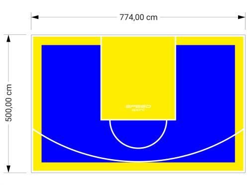 39M2/500X774CM NIEBIESKO-ŻÓŁTE BOISKO DO KOSZYKÓWKI SPEEDSPORT HEXA POWER PRO