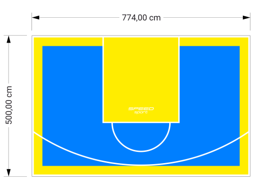 39M2/500X774CM BŁĘKITNO-ŻÓŁTE BOISKO DO KOSZYKÓWKI SPEEDSPORT HEXA POWER PRO