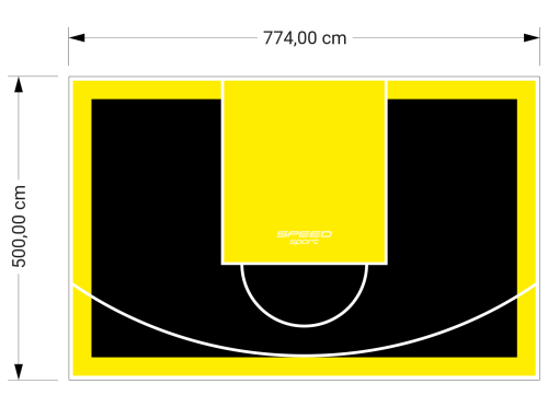 39M2/500X774CM CZARNO-ŻÓŁTE BOISKO DO KOSZYKÓWKI SPEEDSPORT HEXA POWER PRO