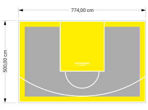 39M2/500X774CM SZARO-ŻÓŁTE BOISKO DO KOSZYKÓWKI SPEEDSPORT HEXA POWER PRO