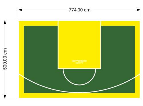39M2/500X774CM ZIELONO-ŻÓŁTE BOISKO DO KOSZYKÓWKI SPEEDSPORT HEXA POWER PRO