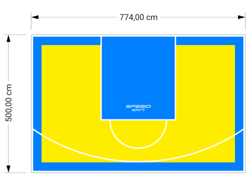 39M2/500X774CM ŻÓŁTO-BŁĘKITNE BOISKO DO KOSZYKÓWKI SPEEDSPORT HEXA POWER PRO