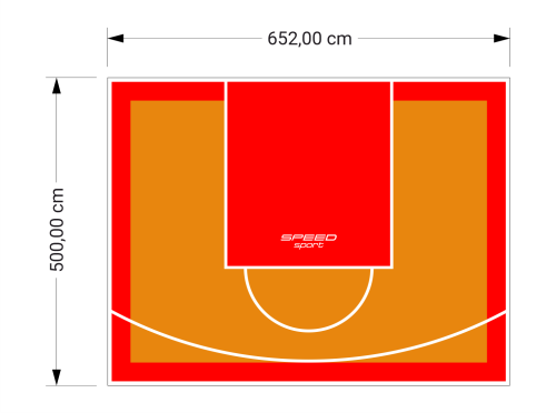 33M2/500X652CM POMARAŃCZOWO-CZERWONE BOISKO DO KOSZYKÓWKI SPEEDSPORT HEXA POWER PRO