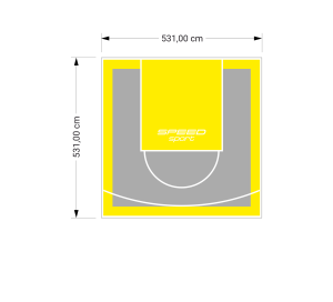 28M2/531X531CM SZARO-ŻÓŁTE BOISKO DO KOSZYKÓWKI SPEEDSPORT HEXA POWER PRO
