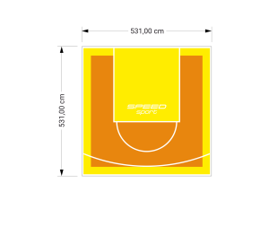 28M2/531X531CM POMARAŃCZOWO-ŻÓŁTE BOISKO DO KOSZYKÓWKI SPEEDSPORT HEXA POWER PRO