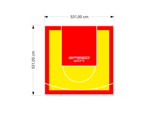 28M2/531X531CM ŻÓŁTO-CZERWONE BOISKO DO KOSZYKÓWKI SPEEDSPORT HEXA POWER PRO