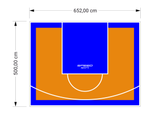 33M2/500X652CM POMARAŃCZOWO-NIEBIESKIE BOISKO DO KOSZYKÓWKI SPEEDSPORT HEXA POWER PRO