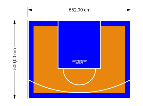 33M2/500X652CM POMARAŃCZOWO-NIEBIESKIE BOISKO DO KOSZYKÓWKI SPEEDSPORT HEXA POWER PRO