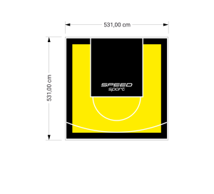28M2/531X531CM ŻÓŁTO-CZARNE BOISKO DO KOSZYKÓWKI SPEEDSPORT HEXA POWER PRO