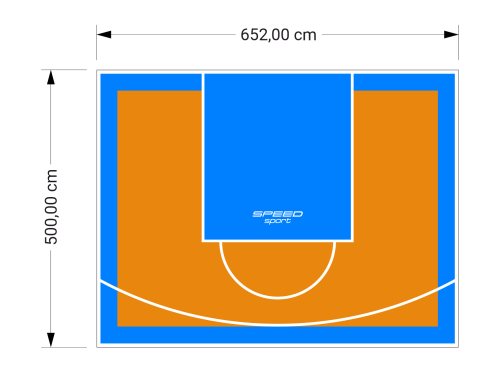 33M2/500X652CM POMARAŃCZOWO-BŁĘKITNE BOISKO DO KOSZYKÓWKI SPEEDSPORT HEXA POWER PRO