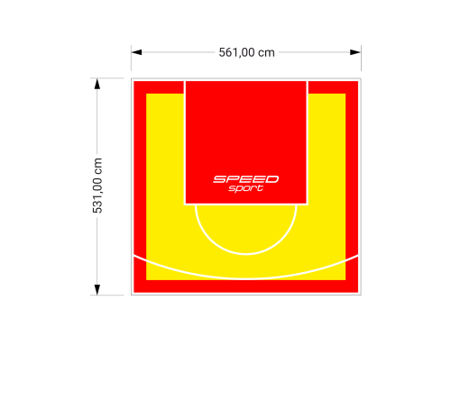 30M2/531X561CM ŻÓŁTO-CZERWONE BOISKO DO KOSZYKÓWKI SPEEDSPORT HEXA POWER PRO