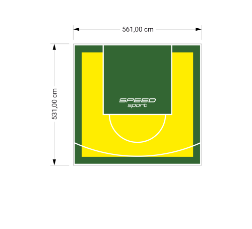 30M2/531X561CM ŻÓŁTO-ZIELONE BOISKO DO KOSZYKÓWKI SPEEDSPORT HEXA POWER PRO