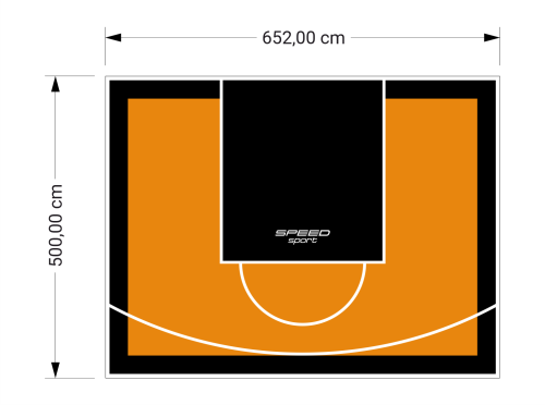 33M2/500X652CM POMARAŃCZOWO-CZARNE BOISKO DO KOSZYKÓWKI SPEEDSPORT HEXA POWER PRO