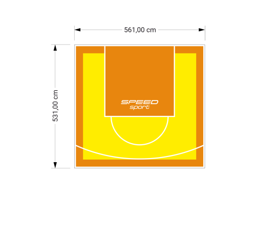 30M2/531X561CM ŻÓŁTO-POMARAŃCZOWE BOISKO DO KOSZYKÓWKI SPEEDSPORT HEXA POWER PRO