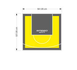 30M2/531X561CM ŻÓŁTO-GRAFITOWE BOISKO DO KOSZYKÓWKI SPEEDSPORT HEXA POWER PRO