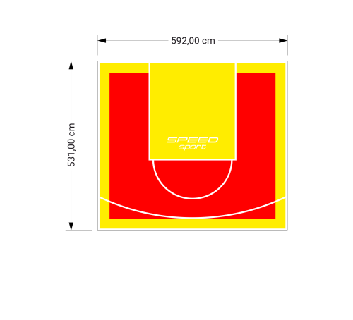 32M2/531X592CM CZERWONO-ŻÓŁTE BOISKO DO KOSZYKÓWKI SPEEDSPORT HEXA POWER PRO
