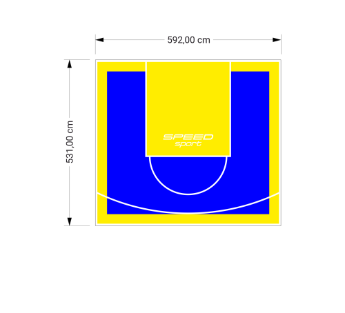 32M2/531X592CM NIEBIESKO-ŻÓŁTE BOISKO DO KOSZYKÓWKI SPEEDSPORT HEXA POWER PRO
