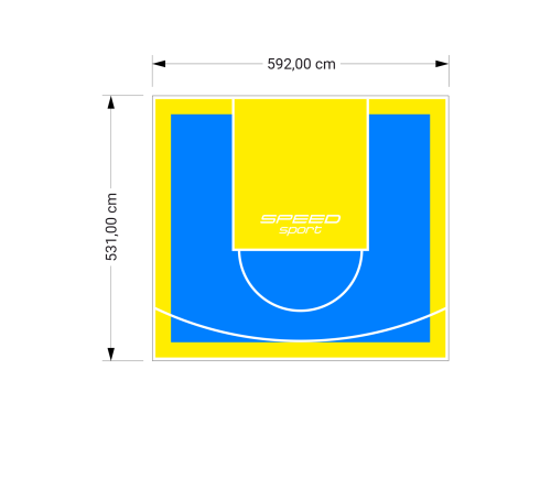 32M2/531X592CM BŁĘKITNO-ŻÓŁTE BOISKO DO KOSZYKÓWKI SPEEDSPORT HEXA POWER PRO