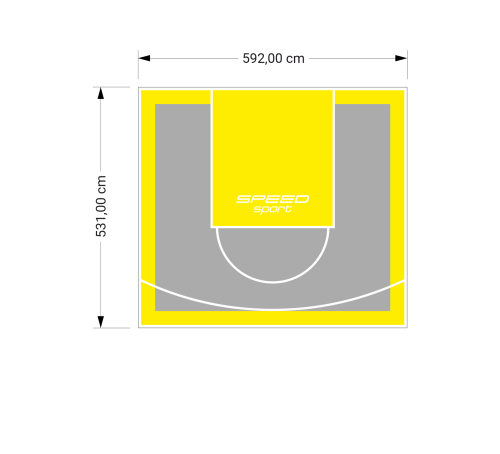 32M2/531X592CM SZARO-ŻÓŁTE BOISKO DO KOSZYKÓWKI SPEEDSPORT HEXA POWER PRO