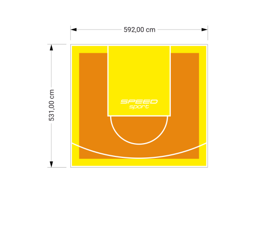32M2/531X592CM POMARAŃCZOWO-ŻÓŁTE BOISKO DO KOSZYKÓWKI SPEEDSPORT HEXA POWER PRO