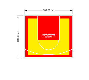 32M2/531X592CM ŻÓŁTO-CZERWONE BOISKO DO KOSZYKÓWKI SPEEDSPORT HEXA POWER PRO