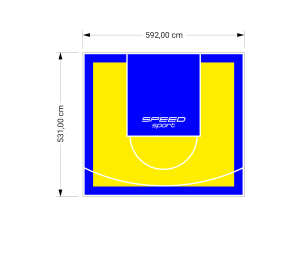 32M2/531X592CM ŻÓŁTO-NIEBIESKIE BOISKO DO KOSZYKÓWKI SPEEDSPORT HEXA POWER PRO