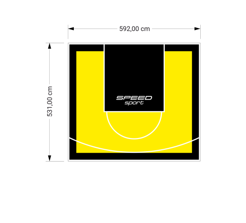 32M2/531X592CM ŻÓŁTO-CZARNE BOISKO DO KOSZYKÓWKI SPEEDSPORT HEXA POWER PRO
