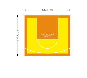 32M2/531X592CM ŻÓŁTO-POMARAŃCZOWE BOISKO DO KOSZYKÓWKI SPEEDSPORT HEXA POWER PRO