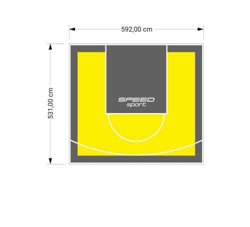 32M2/531X592CM ŻÓŁTO-GRAFITOWE BOISKO DO KOSZYKÓWKI SPEEDSPORT HEXA POWER PRO