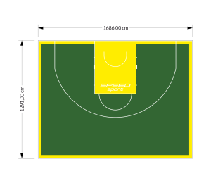 217M2/1291x1686CM ZIELONO-ŻÓŁTE BOISKO DO KOSZYKÓWKI 3X3 SPEEDSPORT HEXA POWER PRO
