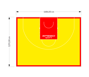 217M2/1291x1686CM ŻÓŁTO-CZERWONE BOISKO DO KOSZYKÓWKI 3X3 SPEEDSPORT HEXA POWER PRO