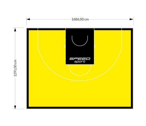 217M2/1291x1686CM ŻÓŁTO-CZARNE BOISKO DO KOSZYKÓWKI 3X3 SPEEDSPORT HEXA POWER PRO