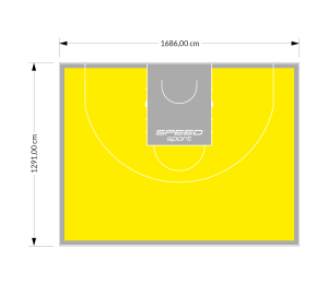 217M2/1291x1686CM ŻÓŁTO-SZARE BOISKO DO KOSZYKÓWKI 3X3 SPEEDSPORT HEXA POWER PRO