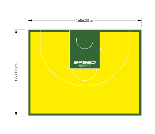 217M2/1291x1686CM ŻÓŁTO-ZIELONE BOISKO DO KOSZYKÓWKI 3X3 SPEEDSPORT HEXA POWER PRO